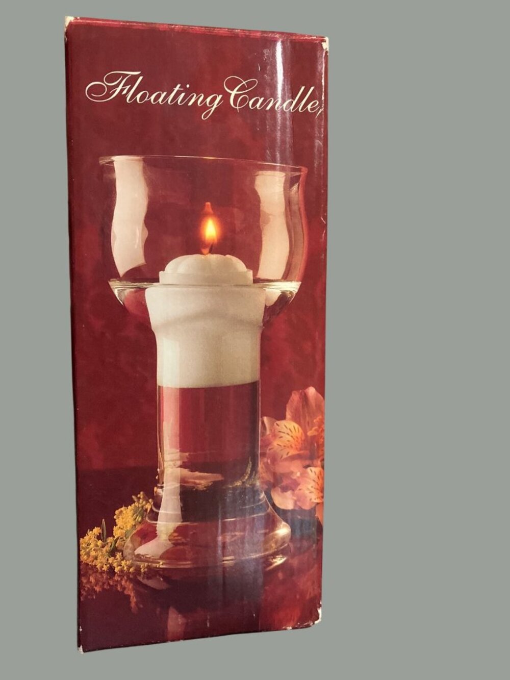 Floating Candle Holder With Candle By Indiana Glass Made In USA